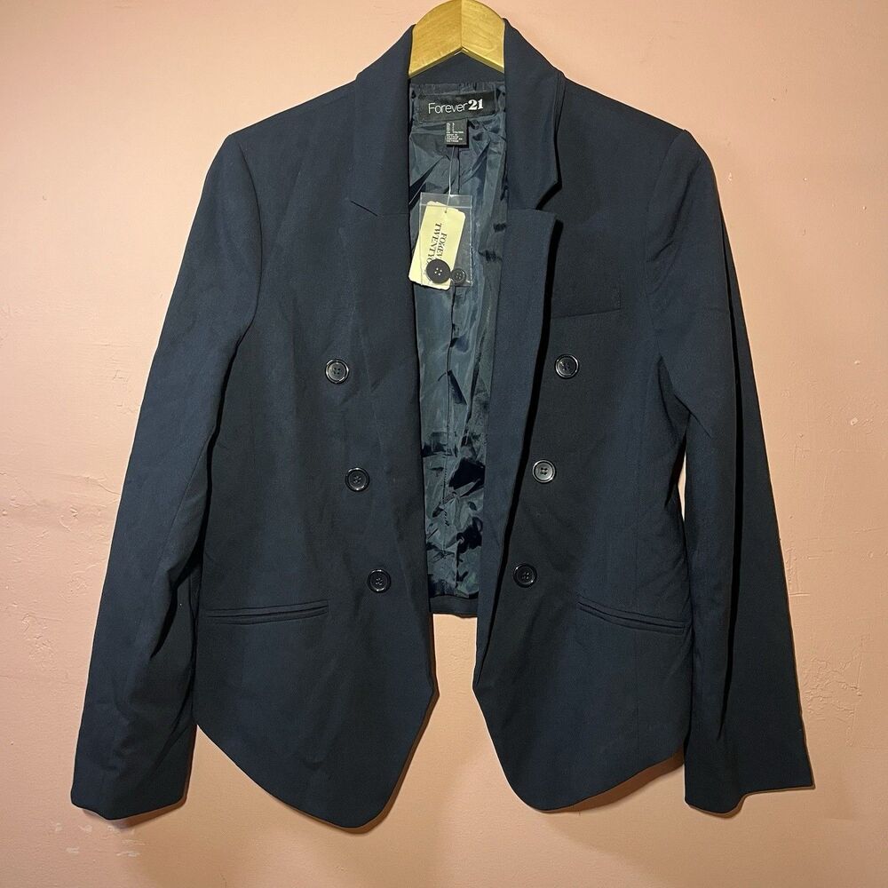 Navy Blue Blazer Size Large Forever 21 NWT Career Business Casual New